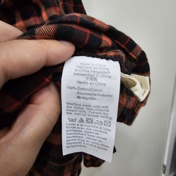 Madewell Orange gingham blouse with Ruffles on the Shoulders -Offers Welcome - Picture 2 of 3